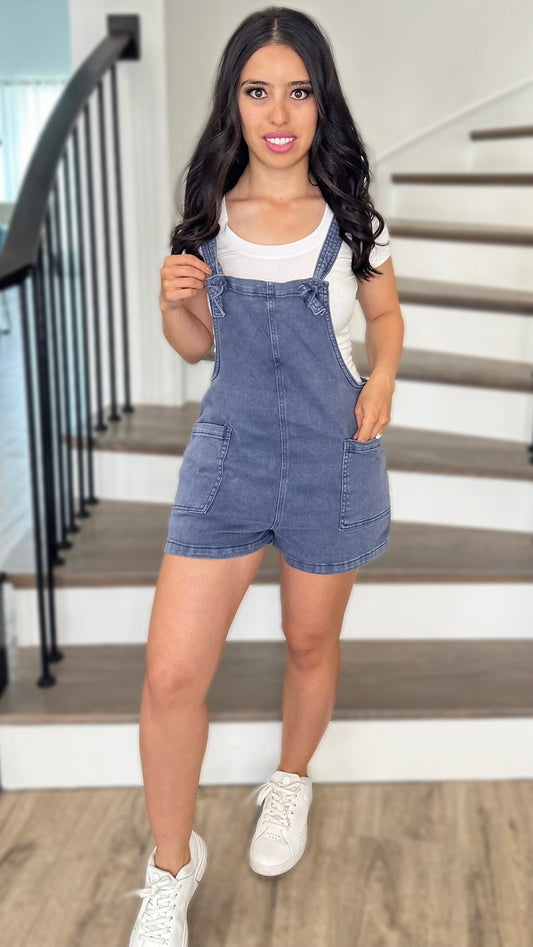 CASEY OVERALL ROMPER - WASHED NAVY BLUE